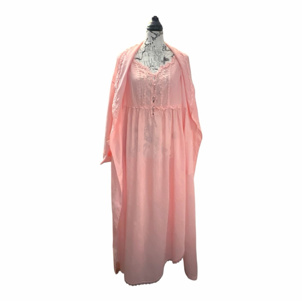 Vintage Victoria’s Secret Country Cotton Robe And Gown Set Pink 90’s Size M/L